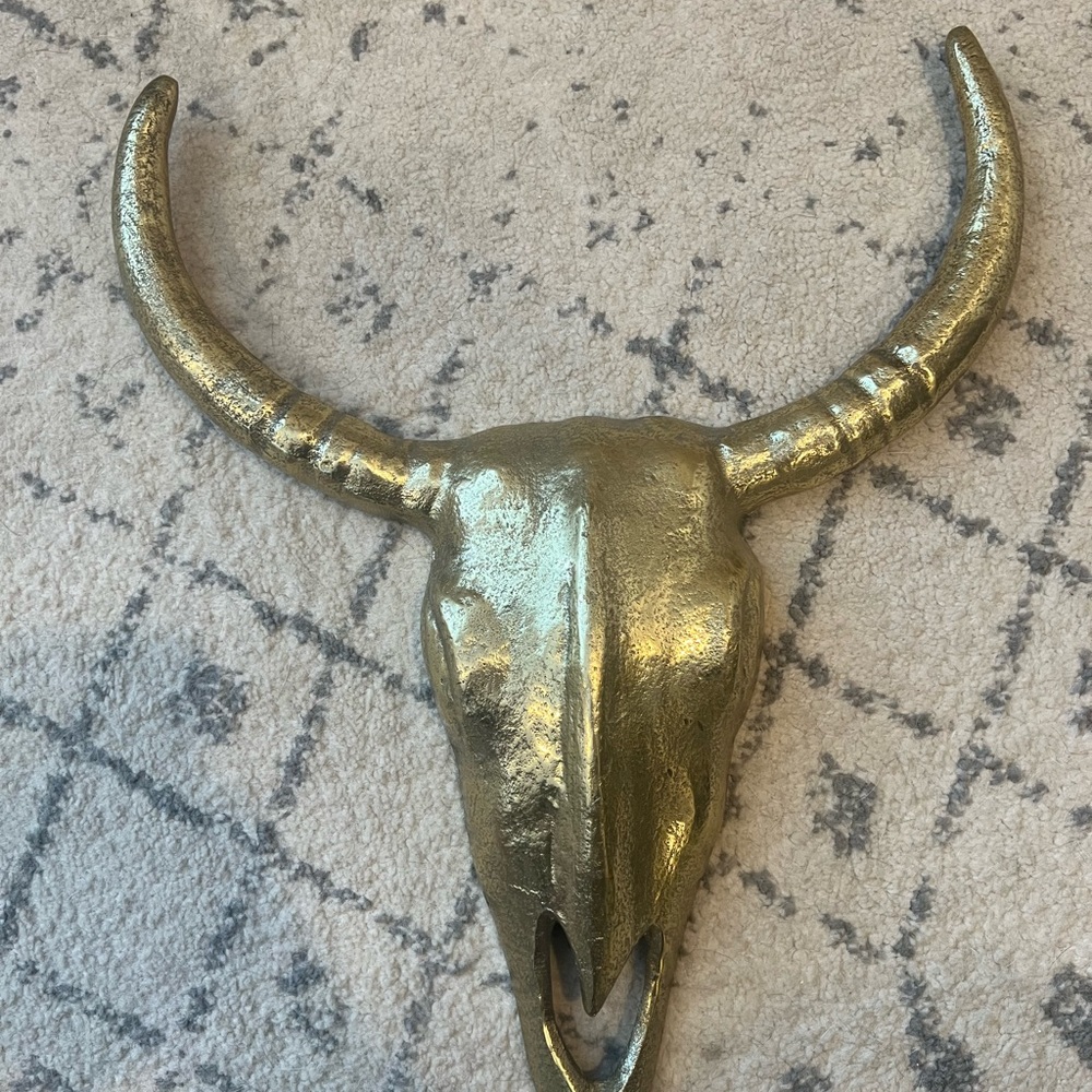 Western bull skull wall decor brushed gold